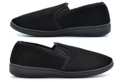 Mens Wide Fit Slippers Mens Wide Slip On Slippers Cord Slippers Carpet Slippers - Image 1 of 4