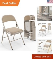 6 Pack Folding Chairs with Padded Seats, Metal Frame with Fabric Seat  Back,...