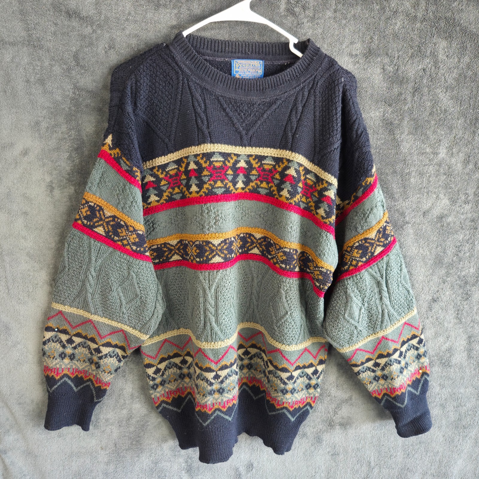 Pendleton Sweater Men L Multicolor Fair Isle Cabl… - image 1