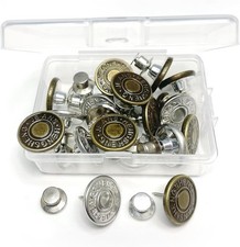 20 Sets Replacement Jean Buttons, 17mm Combo Copper Tack 17mm, Bronze,Silver