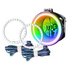Led Fog Lights Halo Ring Lights Colorshift For 2005-2010 Jeep Grand Cherokee