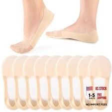 No Show Socks for Women, Breathable Cotton Invisible Liners, Non 9 Pairs Nude