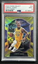 LEBRON JAMES PSA 9 2020-21 PANINI SELECT #23 GOLD PRIZM CONCOURSE 9/10
