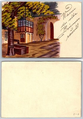 Vintage Hand-Painted Postcard - Wenn der alte Brunnen rauscht! German Folk Art