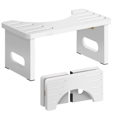 AkoaDa Toilettenhocker aus Holz, Fußhocker mit Anti-Rutsch 40,5*22*18 cm, weiß 