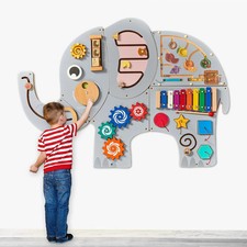 Large Elephant Wooden Activity Wall Panel Christmas Gift Educational Montesso...