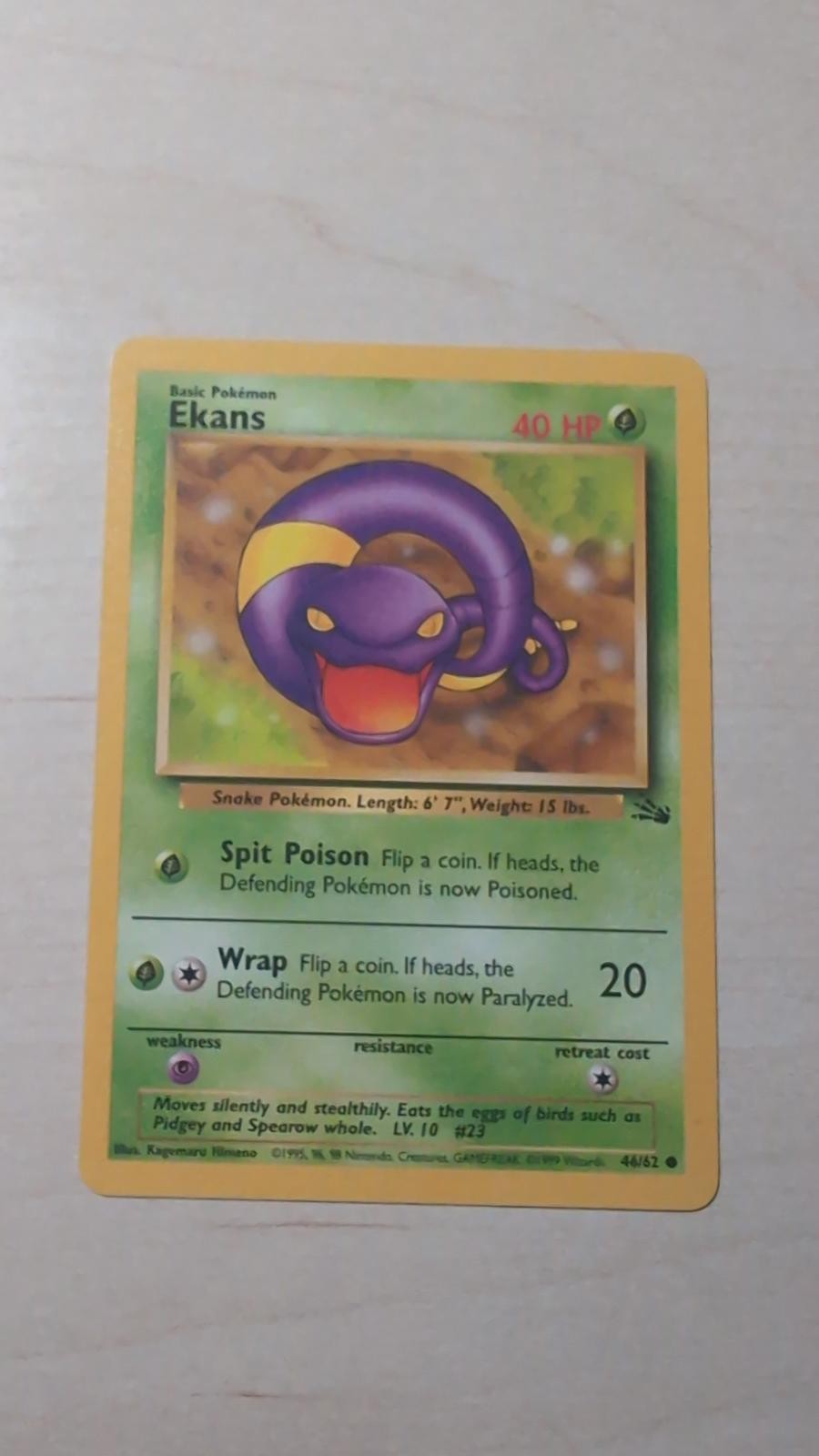 Ekans 46/62 Common Fossil Pokemon Unlimited Lightly Played