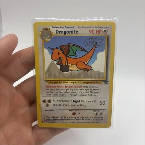 1999 Pokemon TCG Dragonite Card WB Stamped Movie  Promo #5 WOTC Black Star Promo