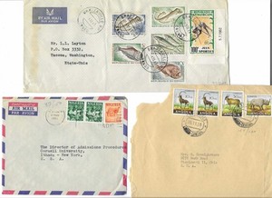 3 covers w/ stamps from Africa - Congo - Nigeria - Angola to USA - 1959 - 1963