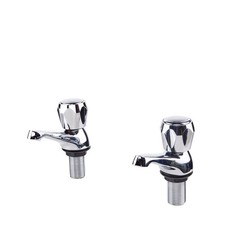 Chrome Bath Taps Hot and Cold Economic Brass Metal Bath Tap Pair Red Blue