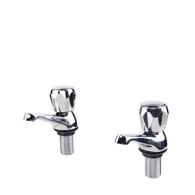 FLODE Chrome Bath Taps Hot and Cold Economic Brass Metal Bath Tap Pair Red Blue
