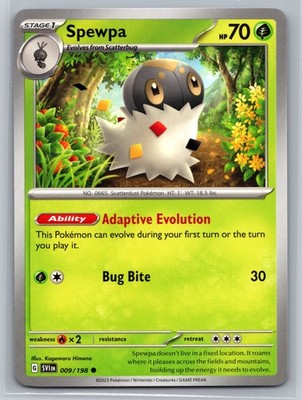 Spewpa 009/198 Scarlet Violet Pokemon Card Grass Type Stage 1 Bug Bite