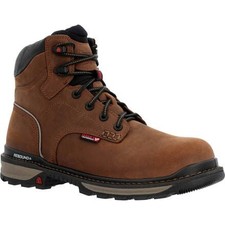 ROCKY Men's Rams Horn Waterproof EH SR Composite Toe Full-grain Leather Work Boo