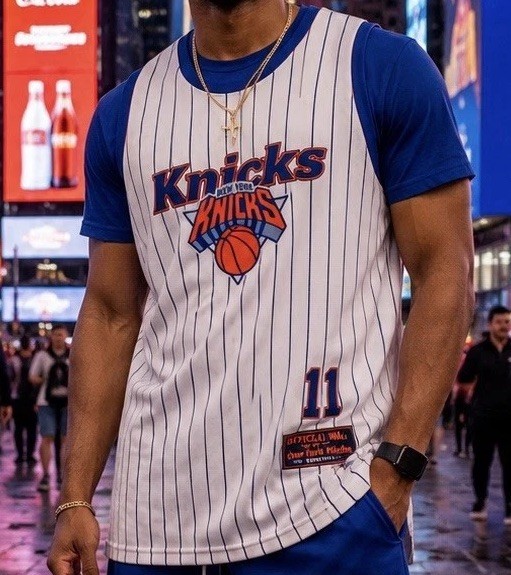 NWT Ultra Game NY Knicks Jalen Brunson #11 Pinstripe Jersey Tank Men’s XL