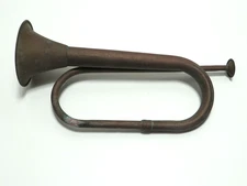 VINTAGE ANTIQUE MILITARY BRASS BUGLE**