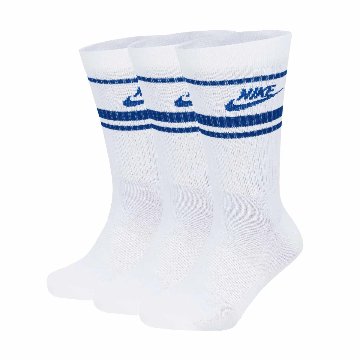 NIKE Unisex 3er Pack Sportsocken - Everyday Essential Stripe, einfarbig Weiß/...