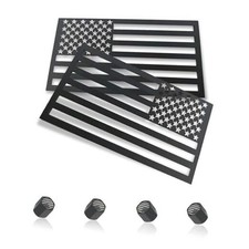 2PCS Universal Embossed Metal All Black American Flag Emblem Decal Stickers, 3D