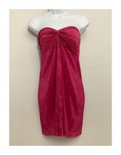 Hot Pink Bandeau Bodycon Dress UK 10 100% Polyester Strapless Party Evening Wear