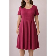 J Jill Wearever Collection Burgundy Pintuck Pleat Knit Tunic Dress Women 3X