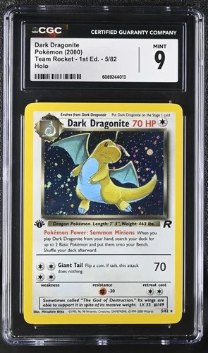 2000 Pokémon Dark Dragonite Holo 1st edition Team Rocket 5/82 CGC 9 Mint