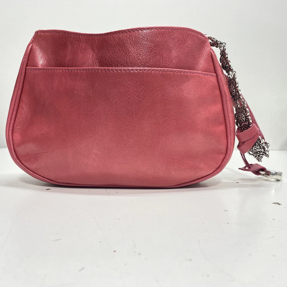 Brighton Pink Leather Floral Shoulder Bag Silver Purse - Image 2 of 4