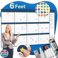 Large Dry Erase Calendar for Wall, 48" x 74" - Undated, Yearly, R