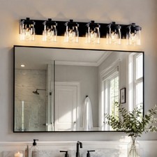 38" Vanity Light 6 Lights Bathroom Mirror Lamp Square Glass Shade Sconce Fixture