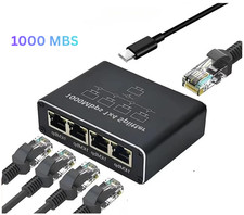 Gigabit Ethernet Splitter 1 to 4 Port RJ45 LAN Network Adapter 1000Mbps for PC