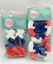 Lot Of 2 New Packs H-E-B Cowboy Hat & Texas Shape Filler Eggs Red White & Blue 