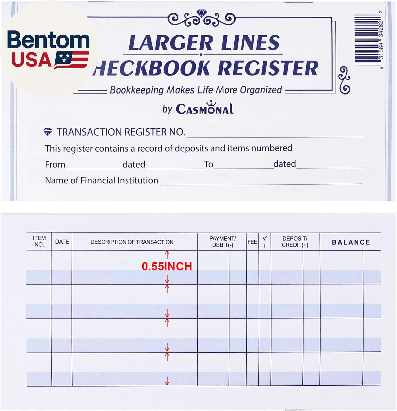 как выглядит Larger Lines 20 Pack Checkbook Register, Check Registers for Personal Use, Blank фото