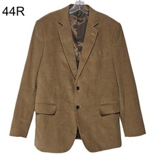 Stafford Mens 44R Corduroy Blazer Brown Elbow Patches Classic Fit Sport Coat