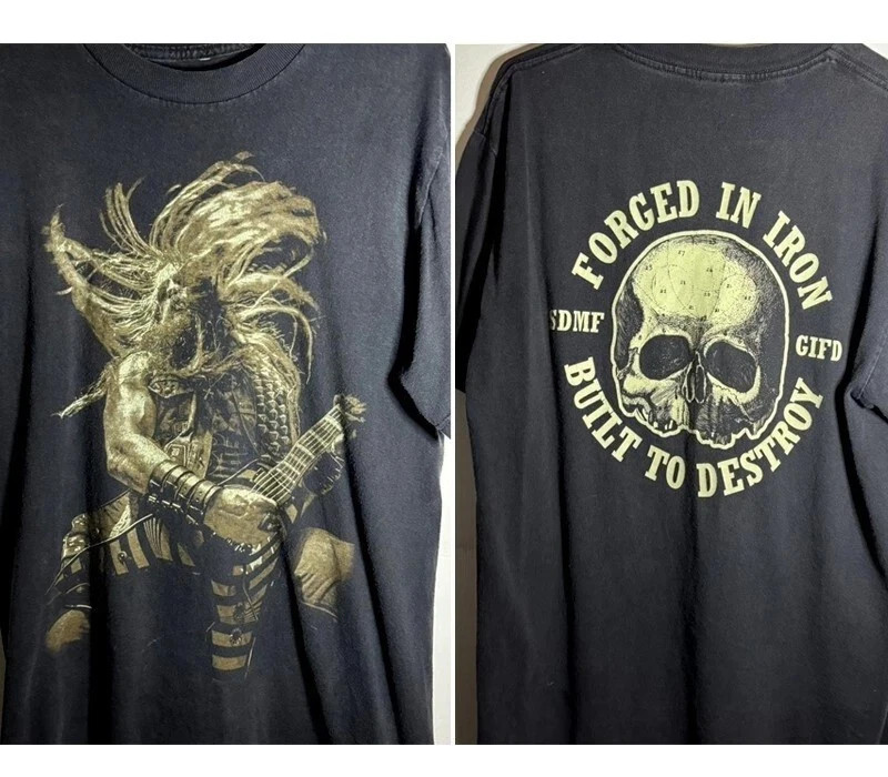 Zakk Wylde Black Label Society band 2 sided basic black T shirt vtg S-5XL