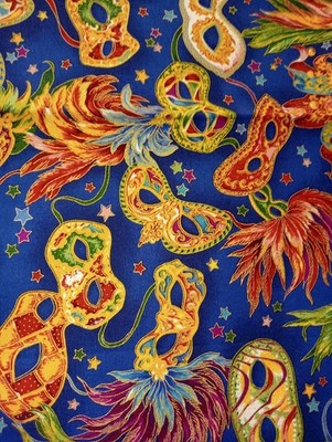 celebration masks allover feathers Robert Kaufman  100% cotton fabric Half Yard
