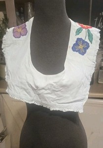 SANTE Vintage Mexican  Embroidered Collar Necklace Handwoven Floral Multicolor