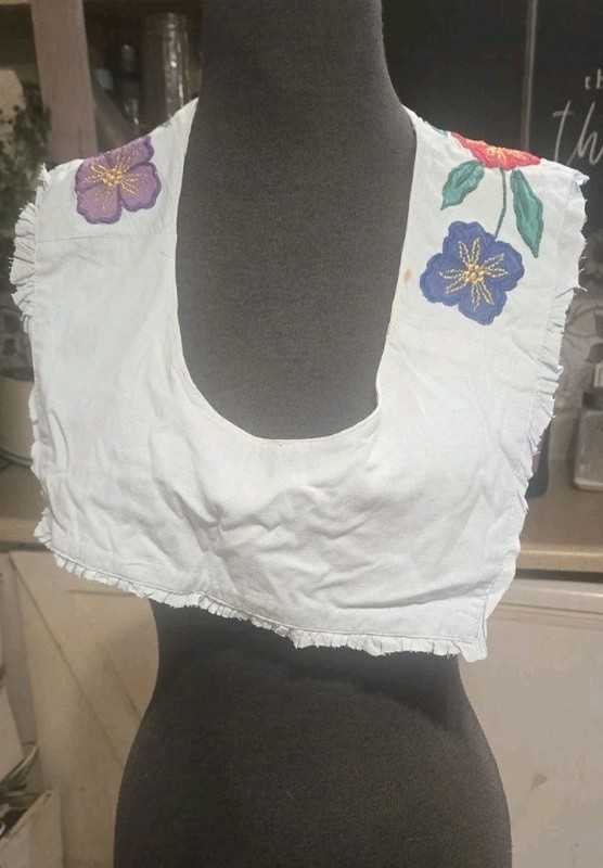 SANTE Vintage Mexican  Embroidered Collar Necklace Handwoven Floral Multicolor