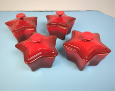 Le Creuset 4 Red Star Ramekins With Lids - No...