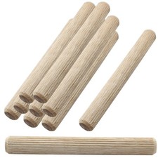 60pcs Hardwood Wood Dowel Pins, 1/2 Inch x 4 Inch Fluted Wood Dowels Rods