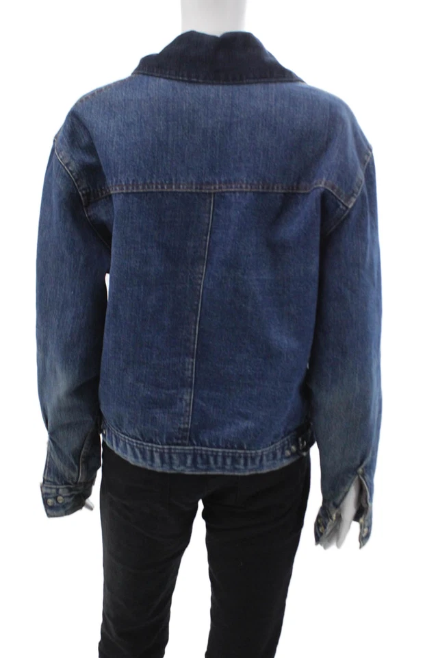 Chaqueta de Diseñador Para Hombre Azul Oscuro Denim Cuello Botón Manga Larga Años 90 Talla 38 Foto 3 de 4
