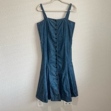 Lauren Ralph Lauren Womens Size 12 Denim Cotton Striped Button Down Midi Dress