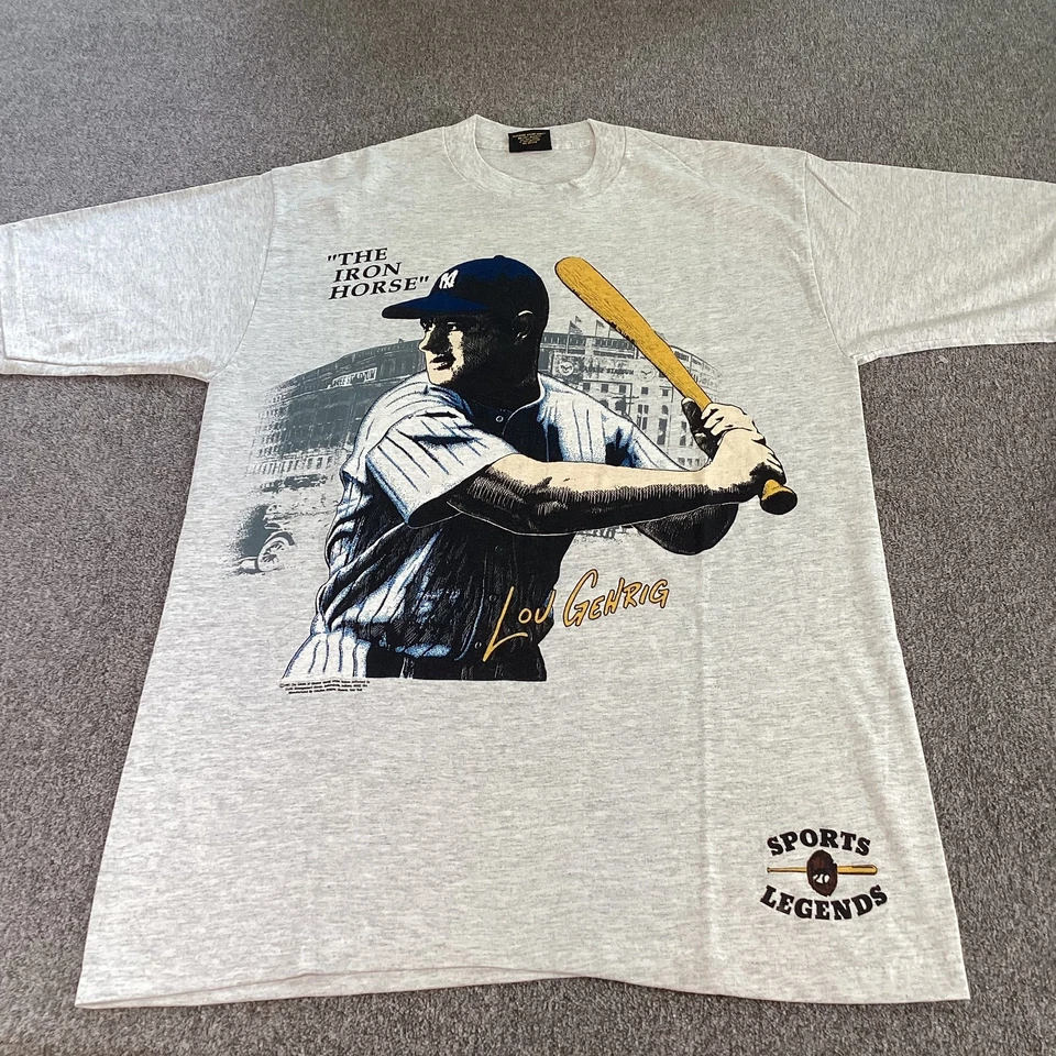 Vintage New York Yankees Shirt Mens XL MLB Baseball Lou Gehrig The Iron Horse 90 - Image 2 of 4