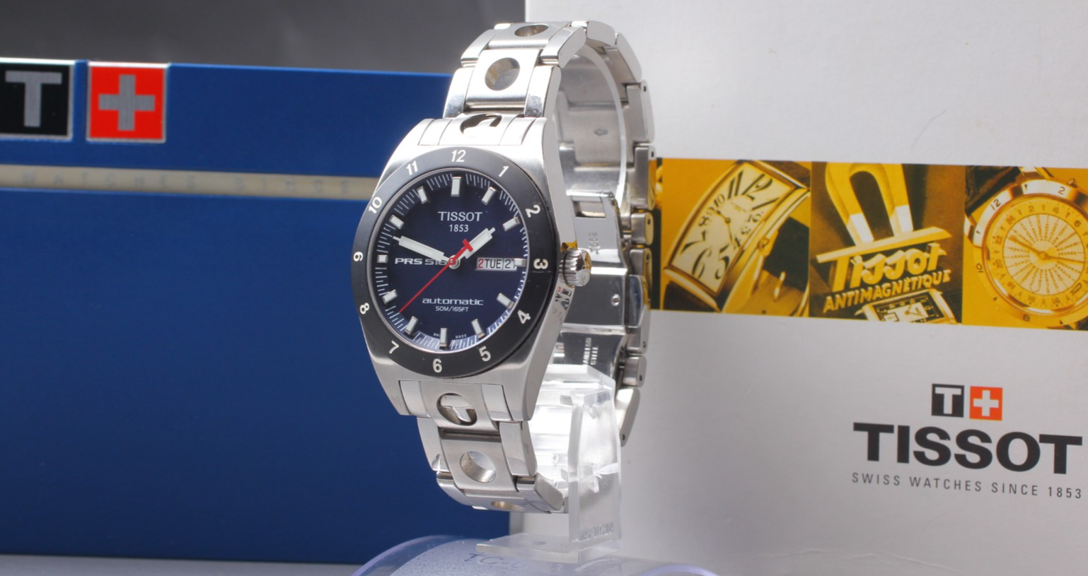 Tissot PRS516 Auto Day Date Blue Dial 50M Sapphire Full Set T91.1.483.41 Exc+5