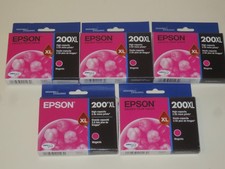 5 Genuine Epson 200XL Magenta OEM Ink Cartridges - Sealed & NEW