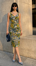 Dolce & Gabbana Majolica Floral Print Silk Ruched Sheath Bodycon Dress IT42