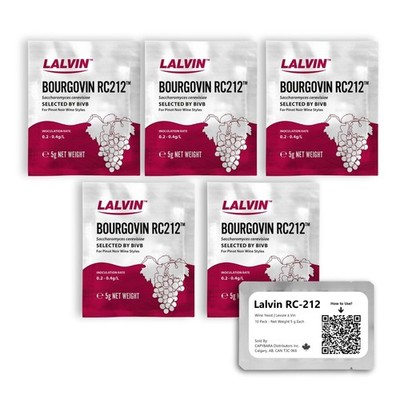 Wine Yeast 5 Pack RC212 Saccharomyces Ferment Wine Cider Mead Home Brew 5g