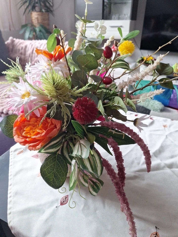 Bunter Deko Strauß Seidenblumen mit Vase ,Strauß nicht tauschbar - Bild 2 von 4