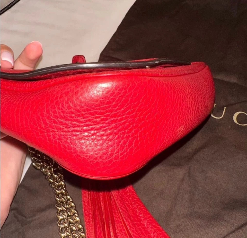 Gucci Soho Disco GG Red Tassel Chain Crossbody Bag - Image 3 of 4