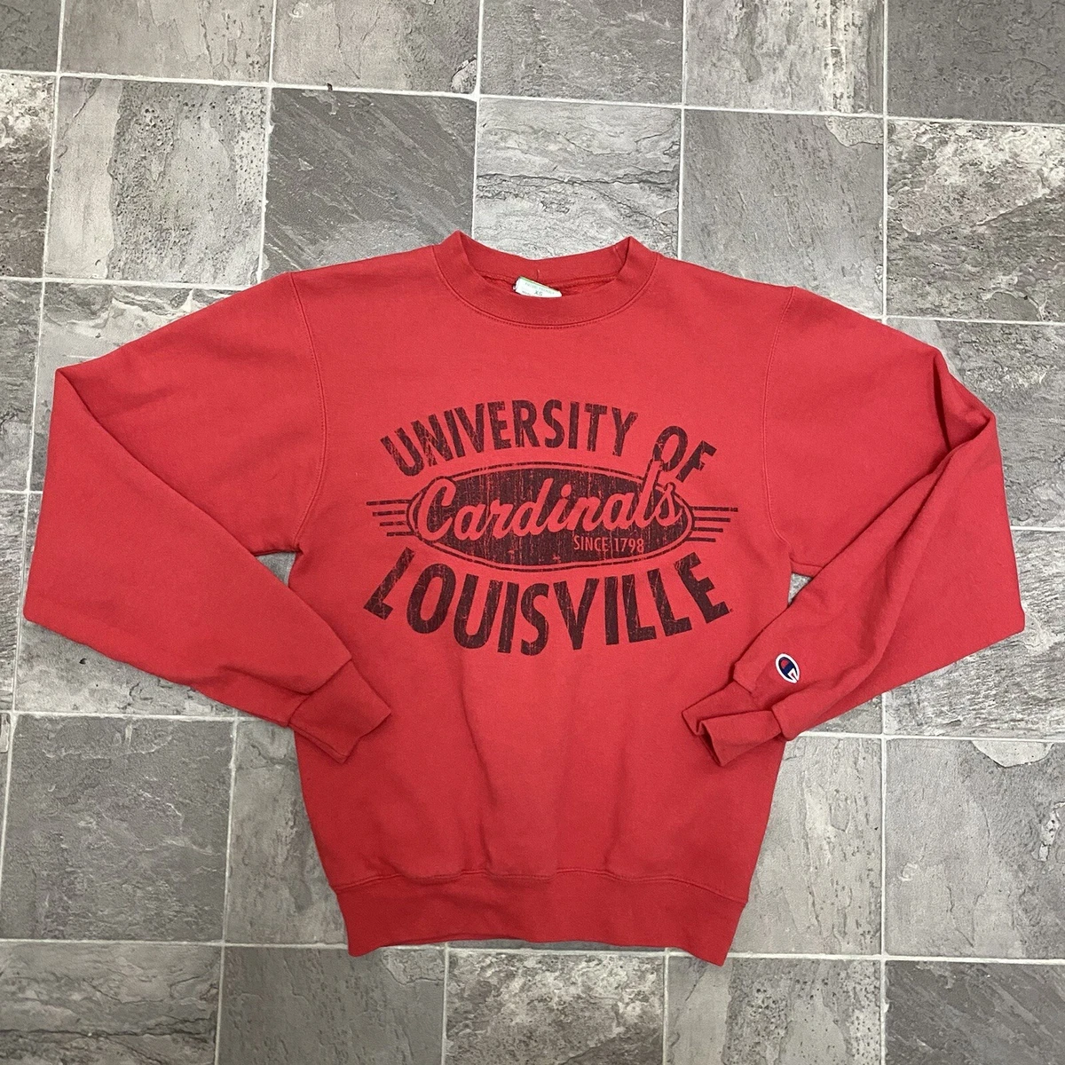 Women's Champion Louisville Cardinals Big Logo Crew Neck Sweatshirt sz XS  Red