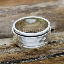 Spinner Ring, 925 Sterling Silver Ring, Hammered Band Ring, Spin Meditation Ring