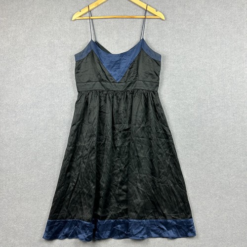 Country Road 100% Silk Spaghetti Strap Mini Dress Women's Size 12 Black