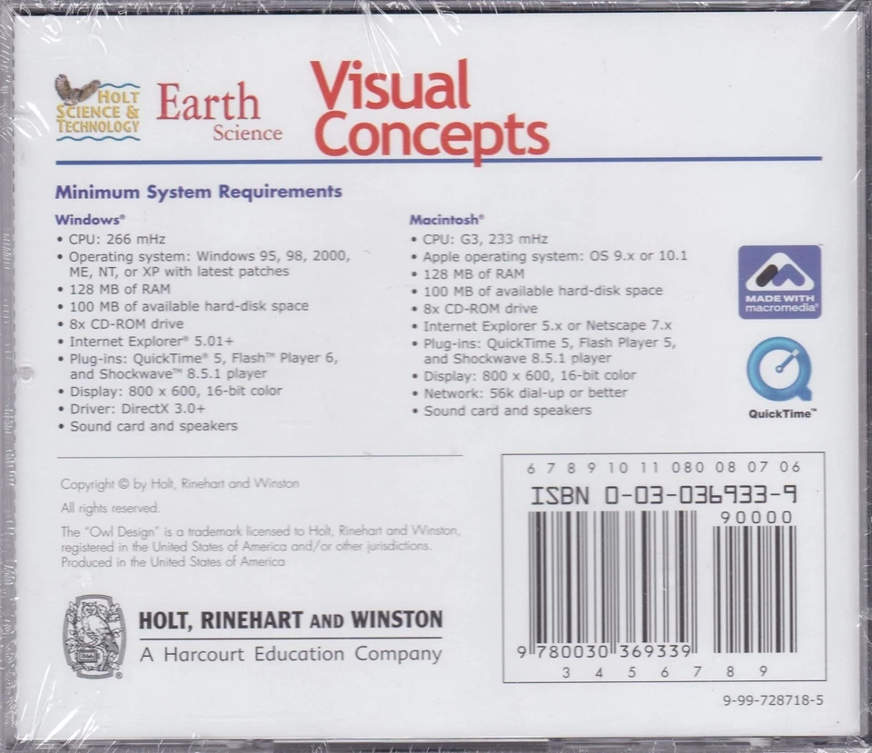 Holt Science & Technology Earth Science Visual Concepts PC CD-ROM **NEW** - Image 2 of 2